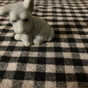 Ceramic White light blue Dog Figurine